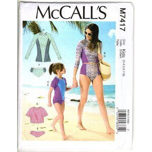 McCall's M7417 Girls 3 to 8 Tankini Swim Suits Uncut Sewing Pattern New